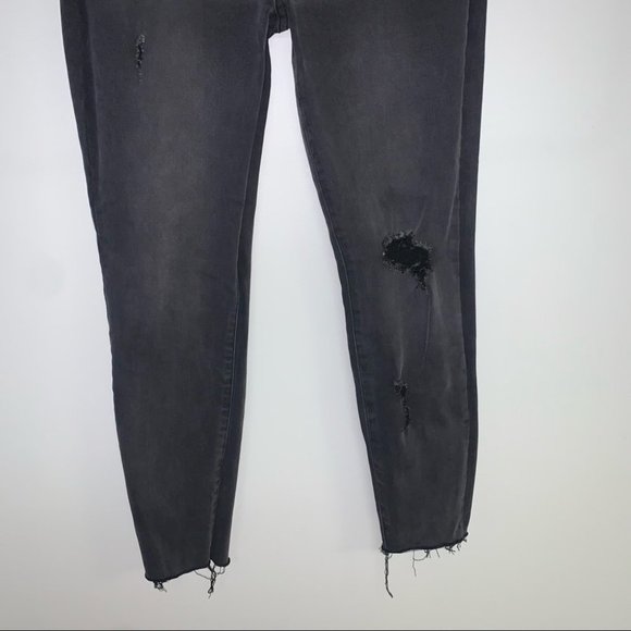 Pistola Jeans Women’s Size 28 Washed Black Denim High Rise Distressed  Raw Hem - Picture 12 of 12